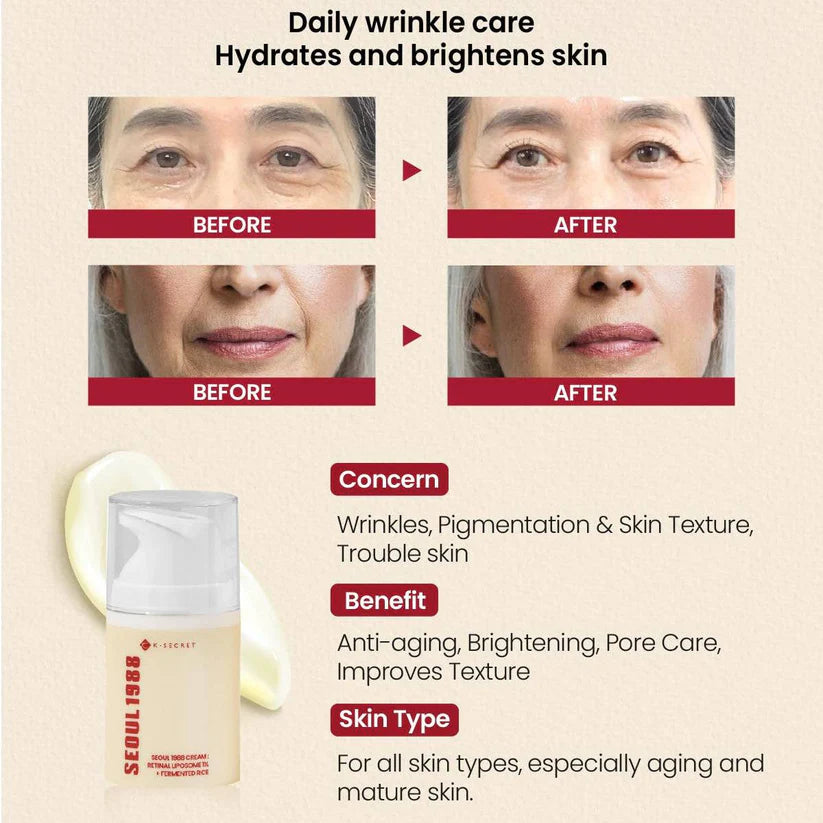 KSecret Seoul 1988 Crem: Retinal Liposome 1% + Fermented Rice